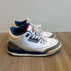 Nike Air Jordan 3 Retro GS White True Blue-Varsity Fire Red 854261-106 Size 5.5y